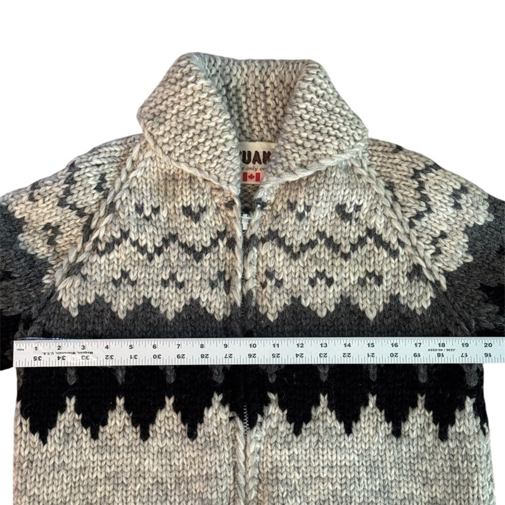 Tuak Cowichan Gray and Black 100% Wool Sweater - Picture 6 of 9